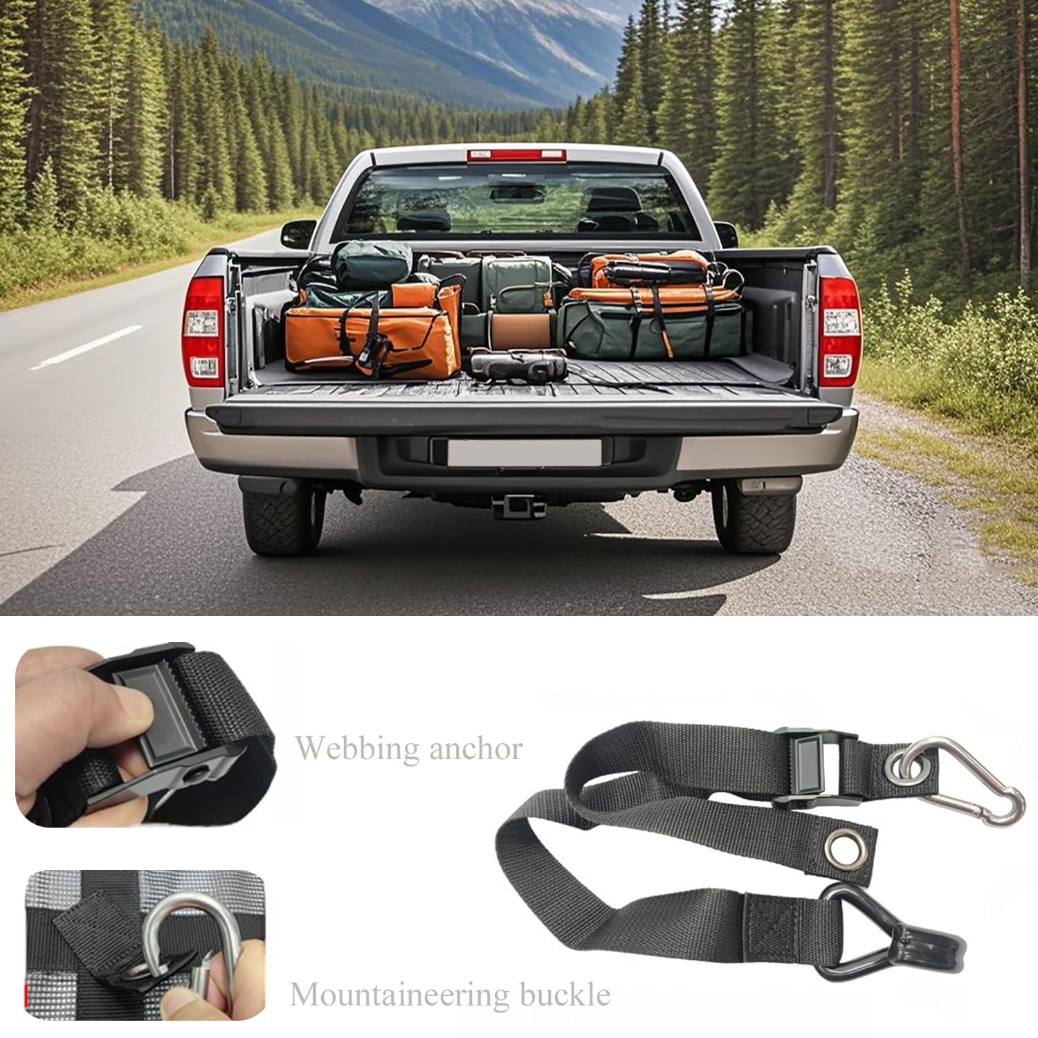 Frachtnetz,Netz für Anhänger,Verstellbar Frachtnetz Ladenetz Organizer,4 verstellbare Gurte,für Pickup,LKW,SUV,145x183cm