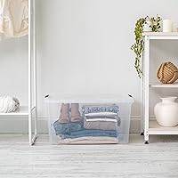 Vista 6 de IRIS USA Caja de almacenamiento de plástico de 72 cuartos de galón con tapa y pestillos – Paquete de 4 – sin BPA, solución de organización