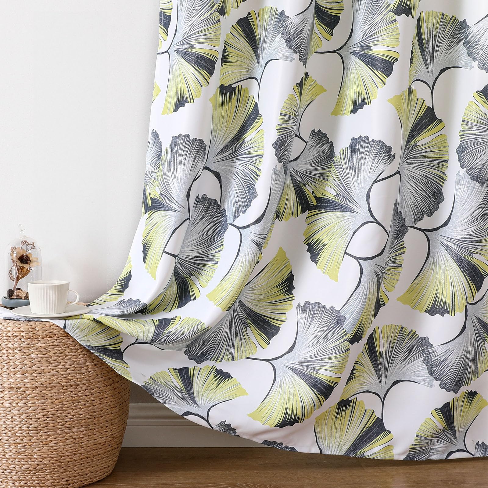 Rideaux occultants ginkgo 243 cm lot de 2 draperies florales salon