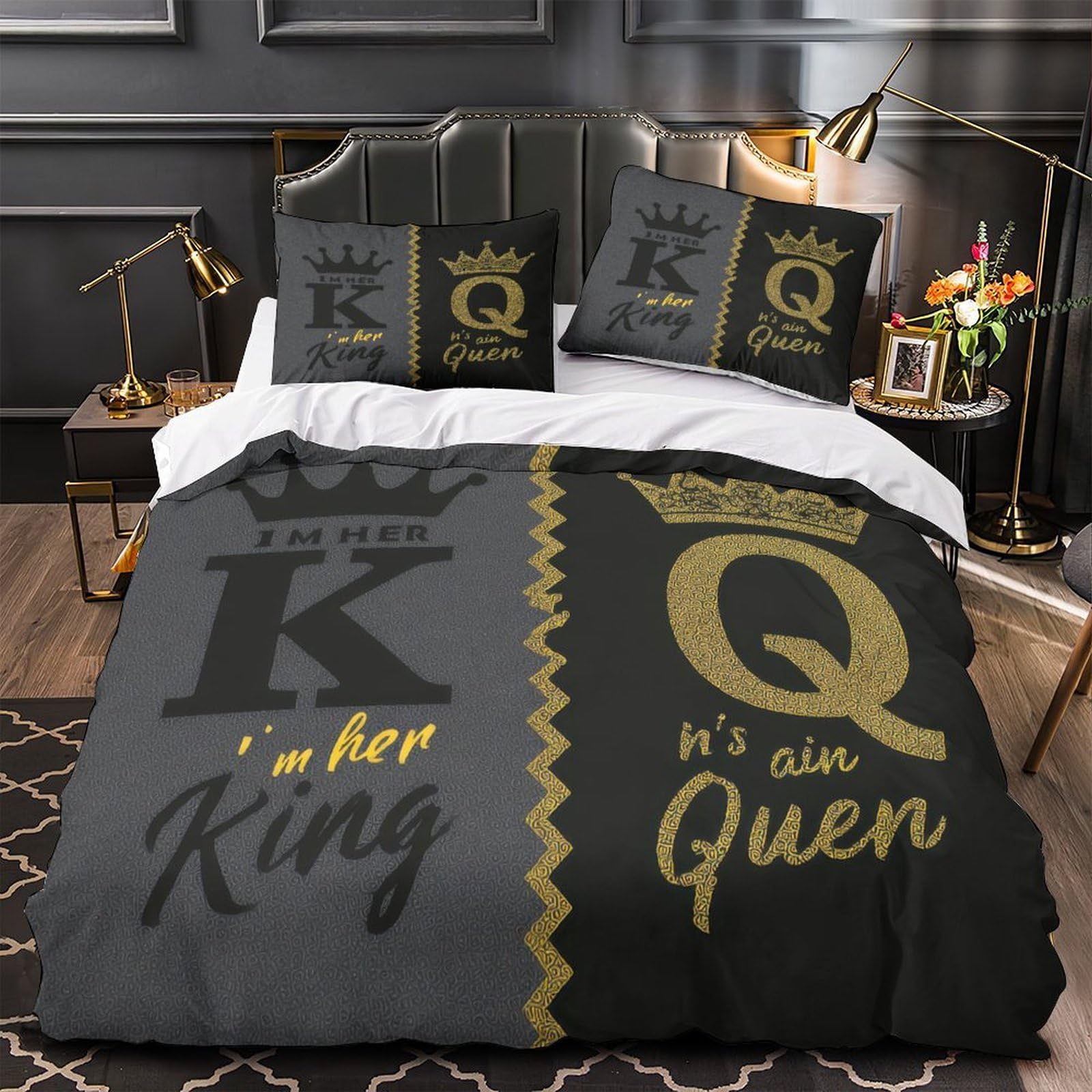 Housse de couette microfibre entretien facile lit double 200x200cm Roi Reine 3D