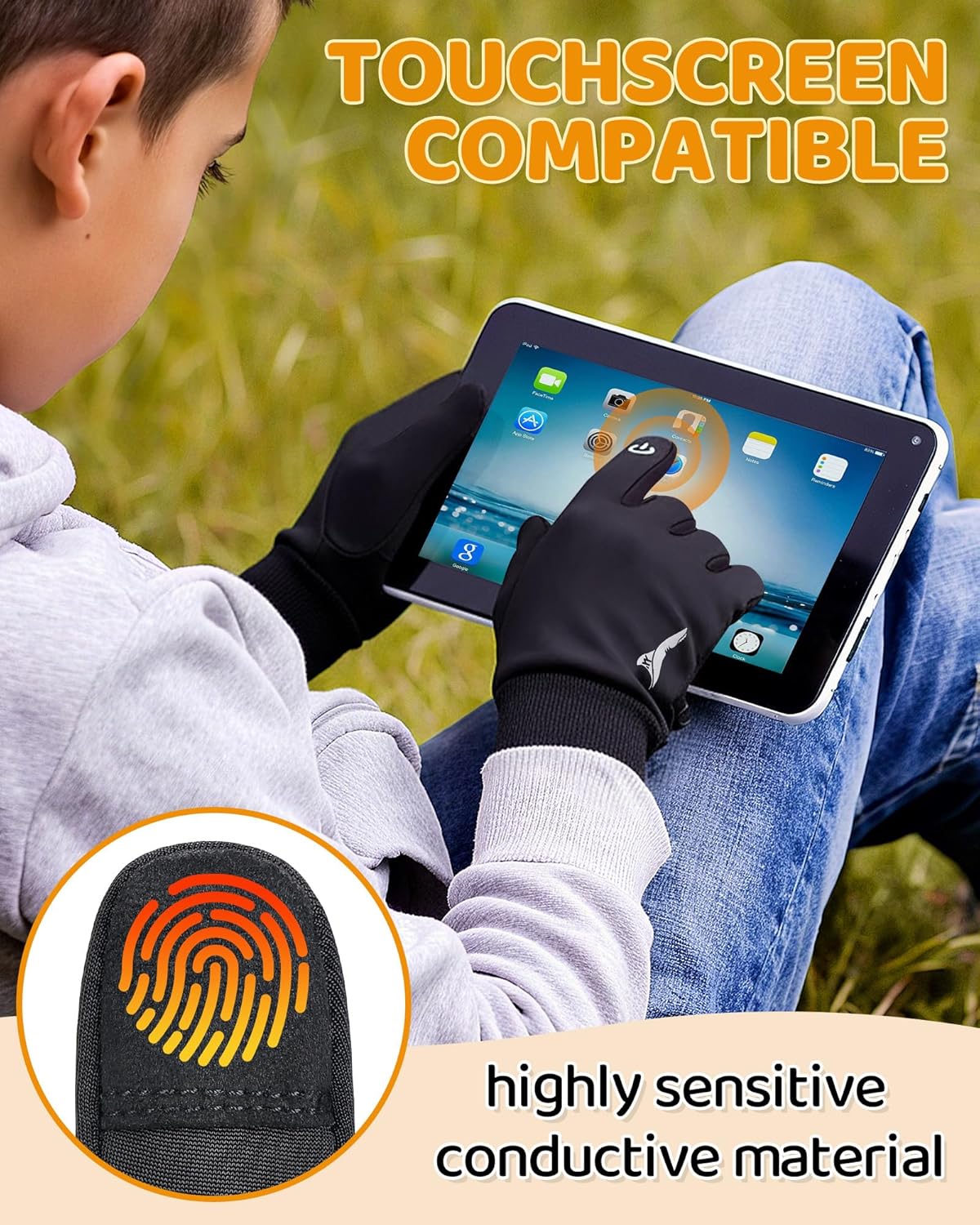 Kids Winter Gloves Boys Girls,Anti-Slip Touchscreen Thermal Gloves for Running Cycling Outdoor Activities,Ages 4-12 - Image 4