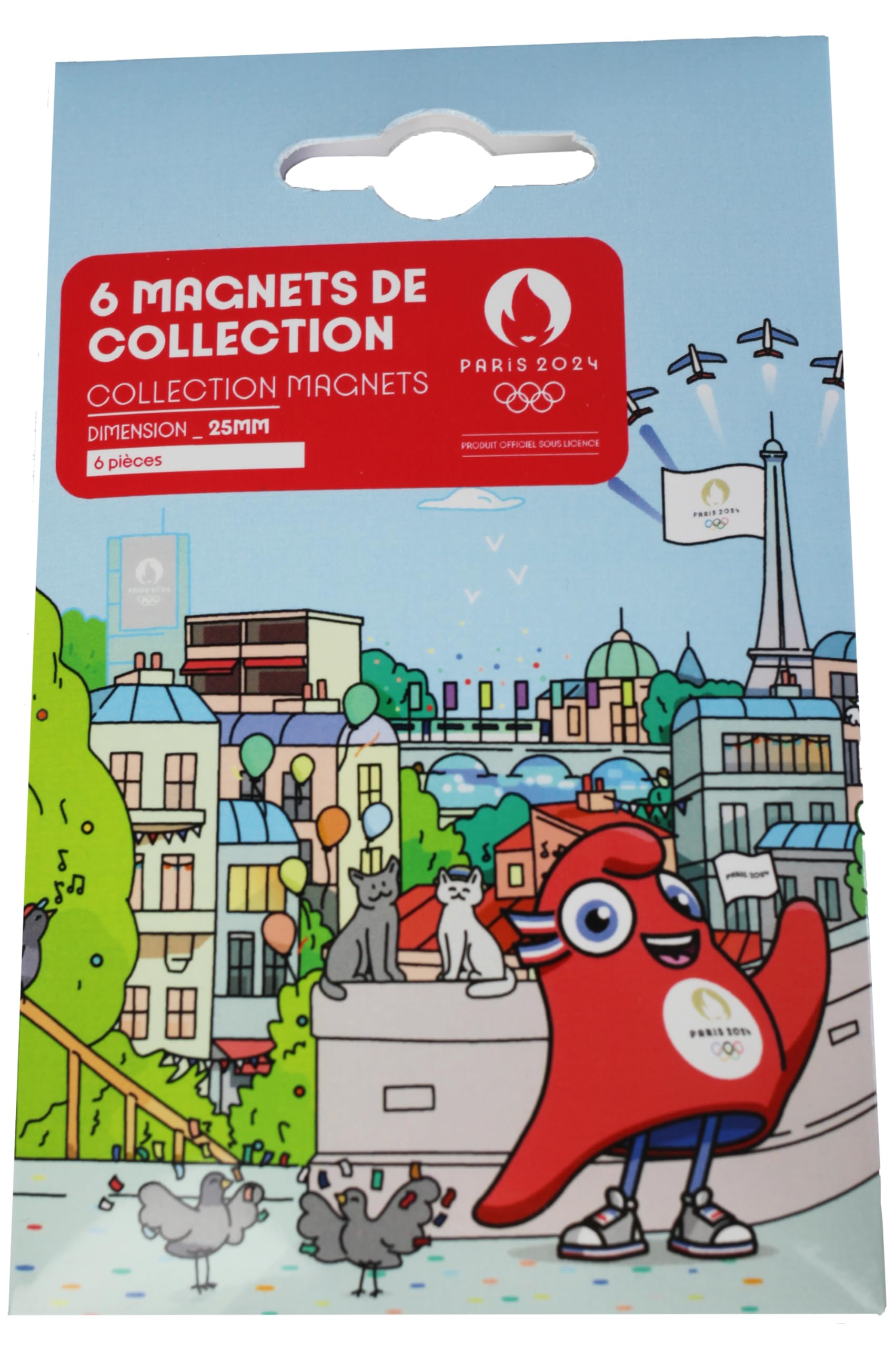 PARIS 2024 6 x magnets JO Colección oficial Juegos Olímpicos y Paralímpicos, multicolor, Talla única