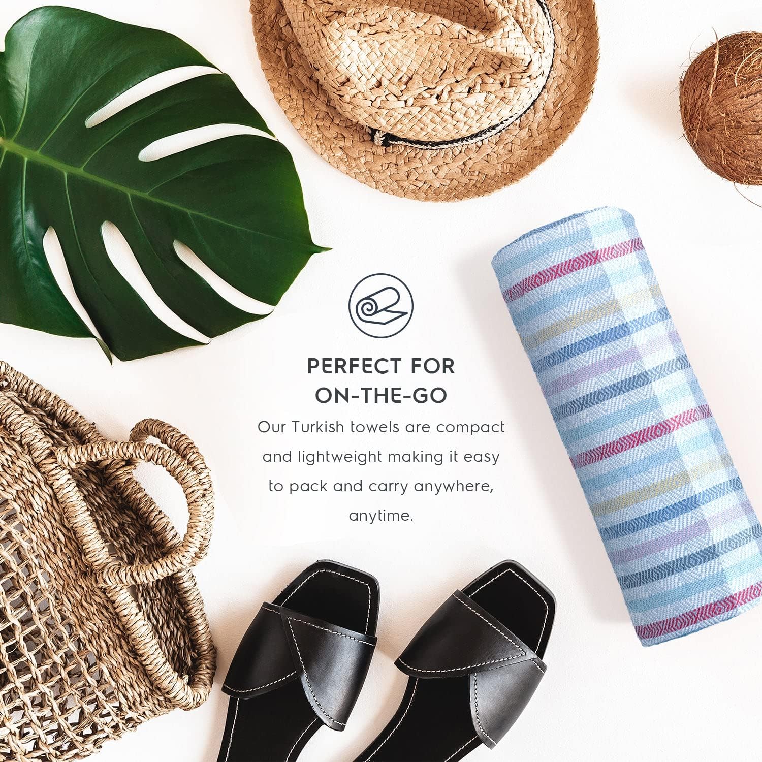 Tafts Home Modern Turkish Beach Towel (39 x 77) - Prewashed Turkish Towels, 100% Long Staple Cotton - Super Absorbent, Quick Dry Towels and Ultra Soft - No Shrinkage - Super Stylish - (Blue)