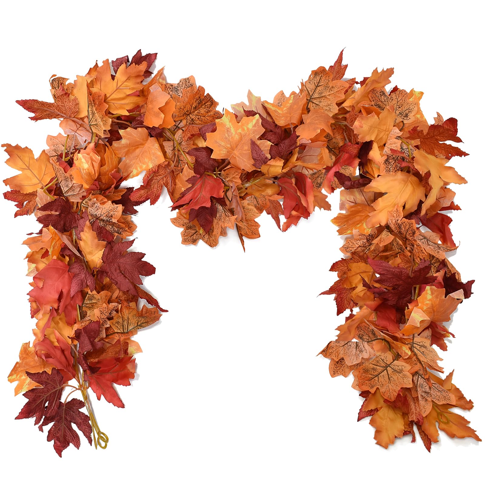 IWNTWY3 Pack Fall Leaves Garland, Artificial Maple Leaf Autumn Garland Hanging Vine for Thanksgiving Party Front Door Home Fireplace Harvest Thanksgiving Decor (Yellow, 5.5Ft/Pack)