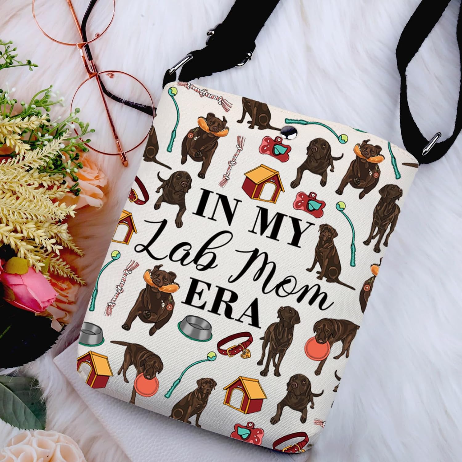 G2TUP Chocolate Labrador Lover Gift Lab Mom Era Crossbody Bag Chocolate Labrador Owner Cosmetic Bag Labrador Mom Gift (Lab Mom Era -X) image 2