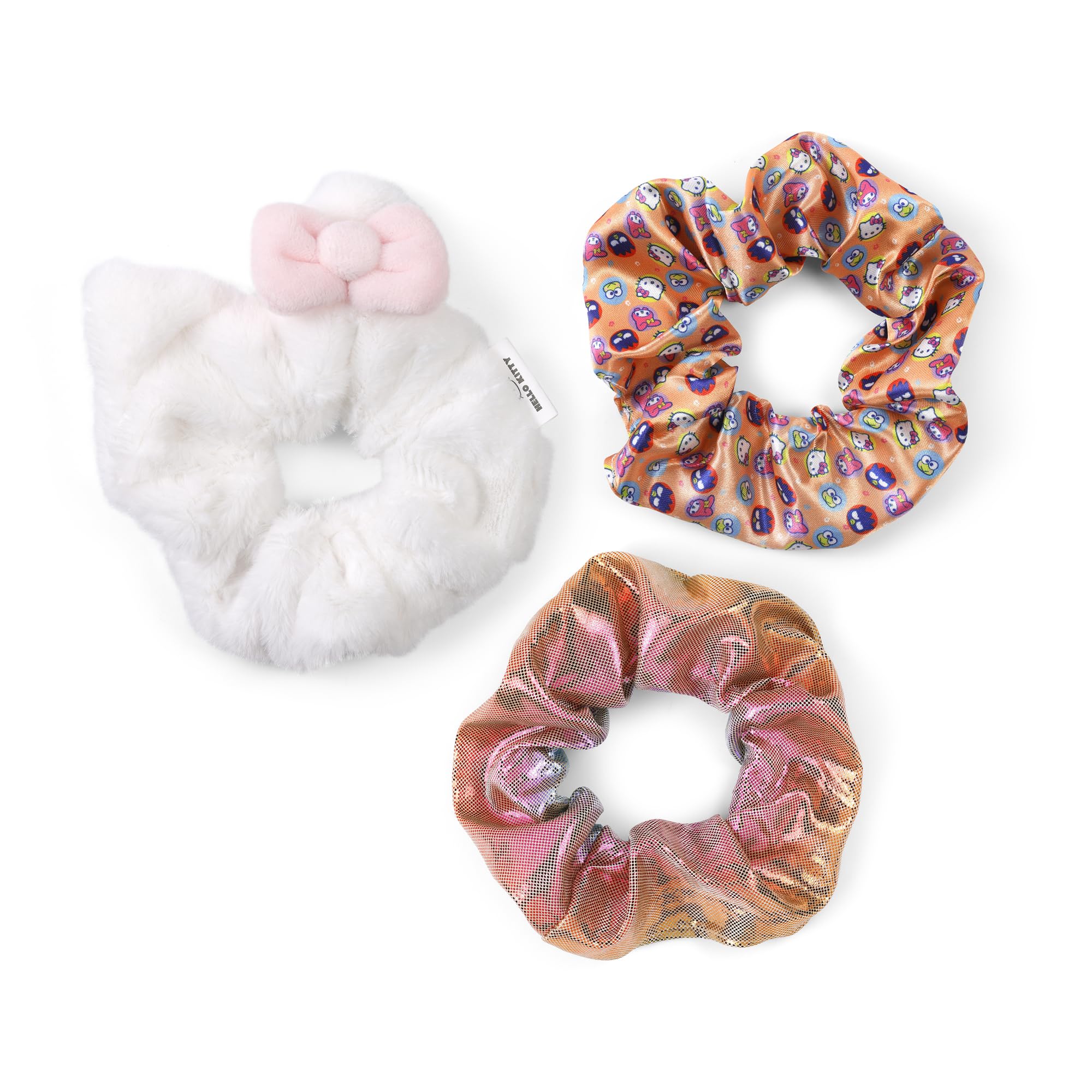 KIDS EUROSWAN Hello Kitty Girls White, Orange, Multicolour 3Pcs Elastic Hair Ties Scrunchie Set
