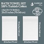 Harbourloom Boulevard Series Ensemble de serviettes de bain de luxe - 2 Boîte de tendre 600 GSM 100% Serviettes turques en coton, à sec rapide & Absorbant pour salle de bain, 28x55 Inches Serviettes de bain Grand Hôtel Qualité Spa (Ice White)