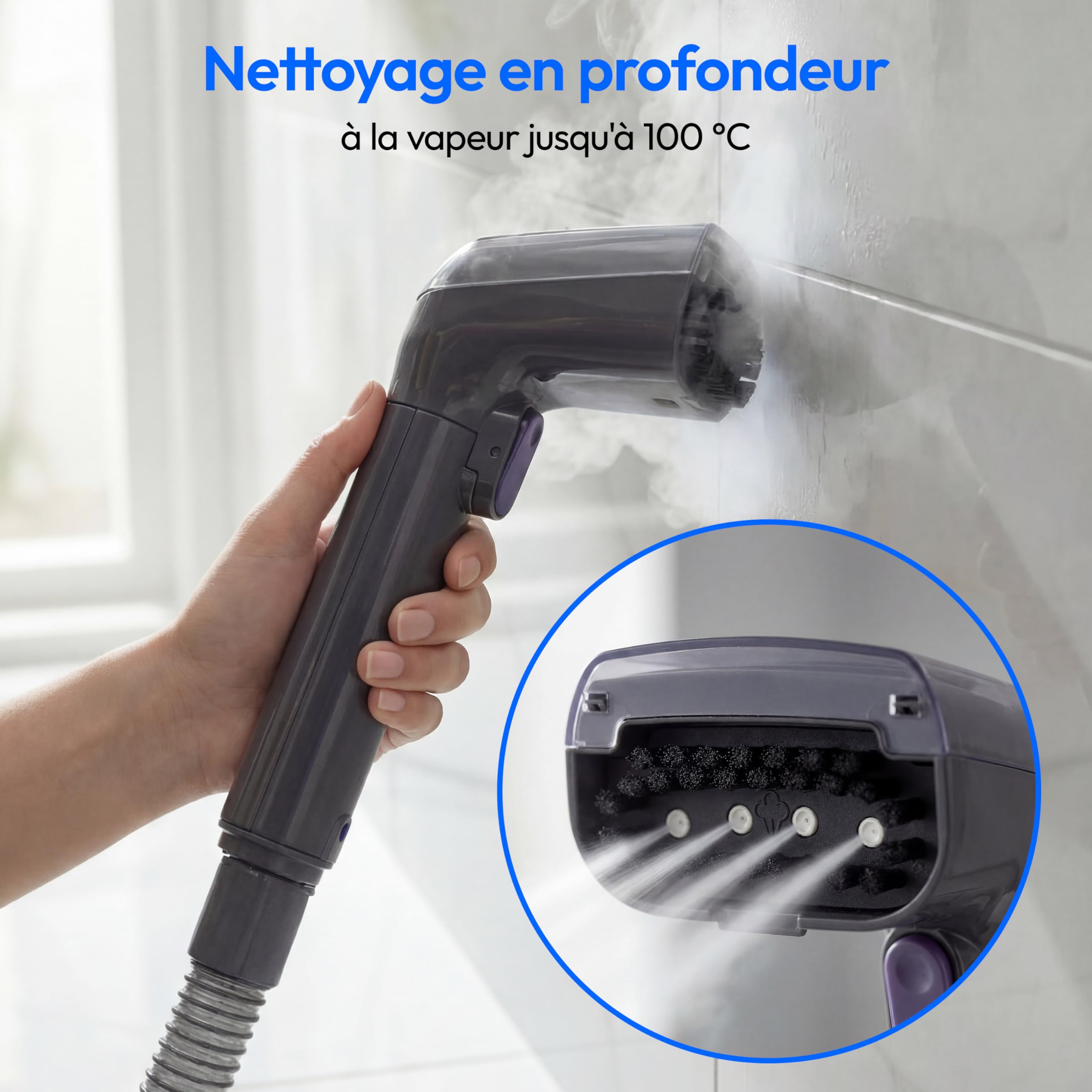 MEDION X10 UC Nettoyeur de tissus injecteur extracteur (Aspirateur eau pour tissus, moquettes et sièges auto, eau froide, eau chaude, vapeur, réservoir d'eau propre et d'eau sale, embout pour vitres,