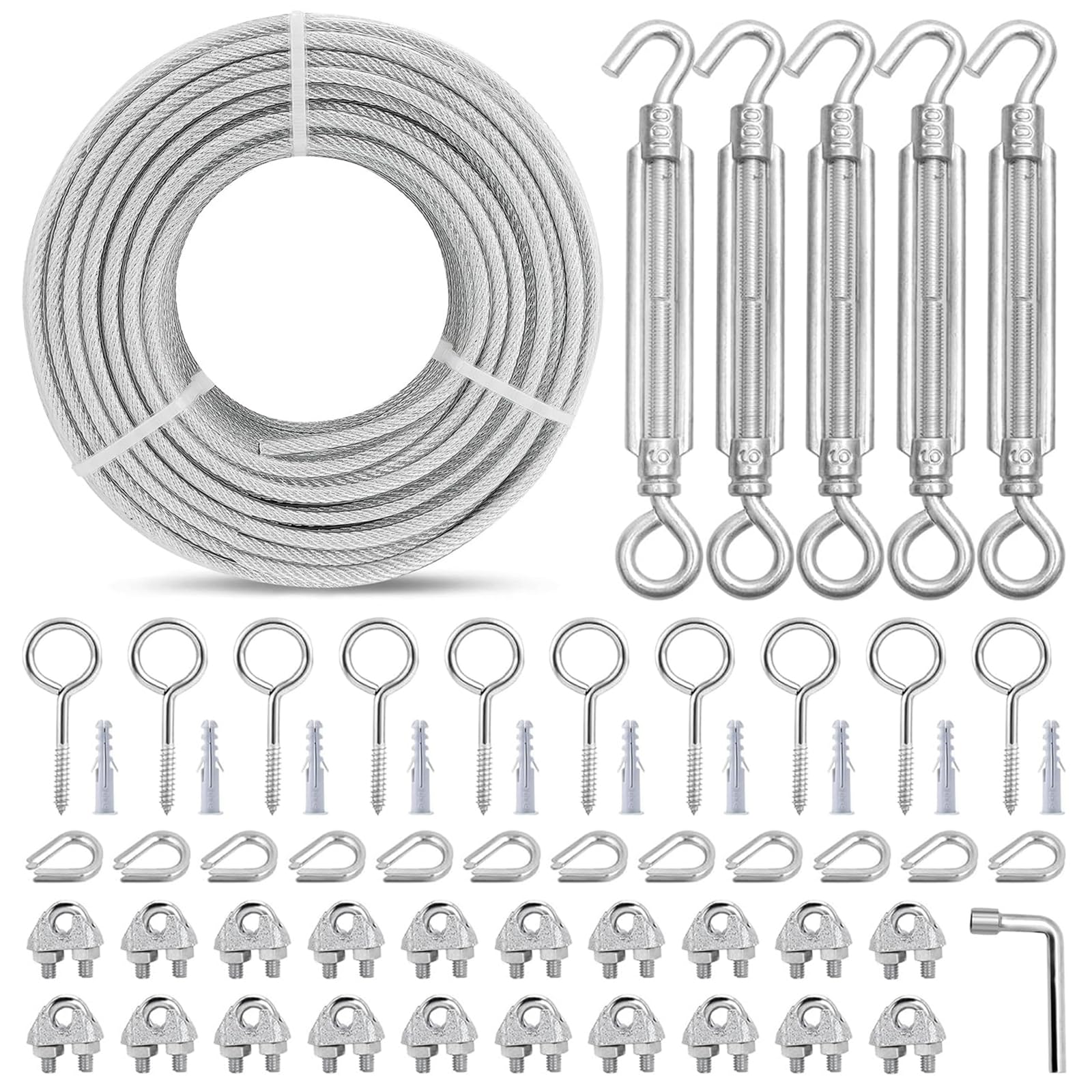 Câble d'acier 3 mm âme 7x7 torons, 30 m de câble en acier gainé PVC
