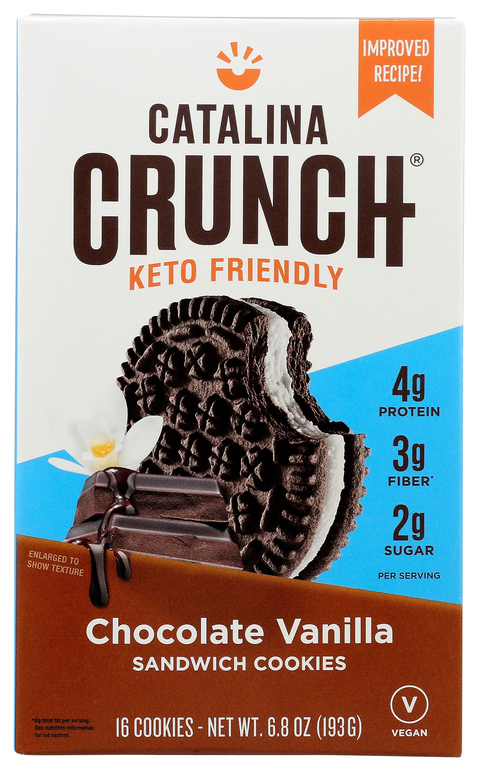 Catalina Crunch Keto Chocolate Vanilla Sandwich Cookies | Keto Snacks | Low Carb, Low Sugar | Vegan Cookies, Plant Protein Cookies | Keto Friendly, Keto Dessert 6.8 oz (Pack of 6)