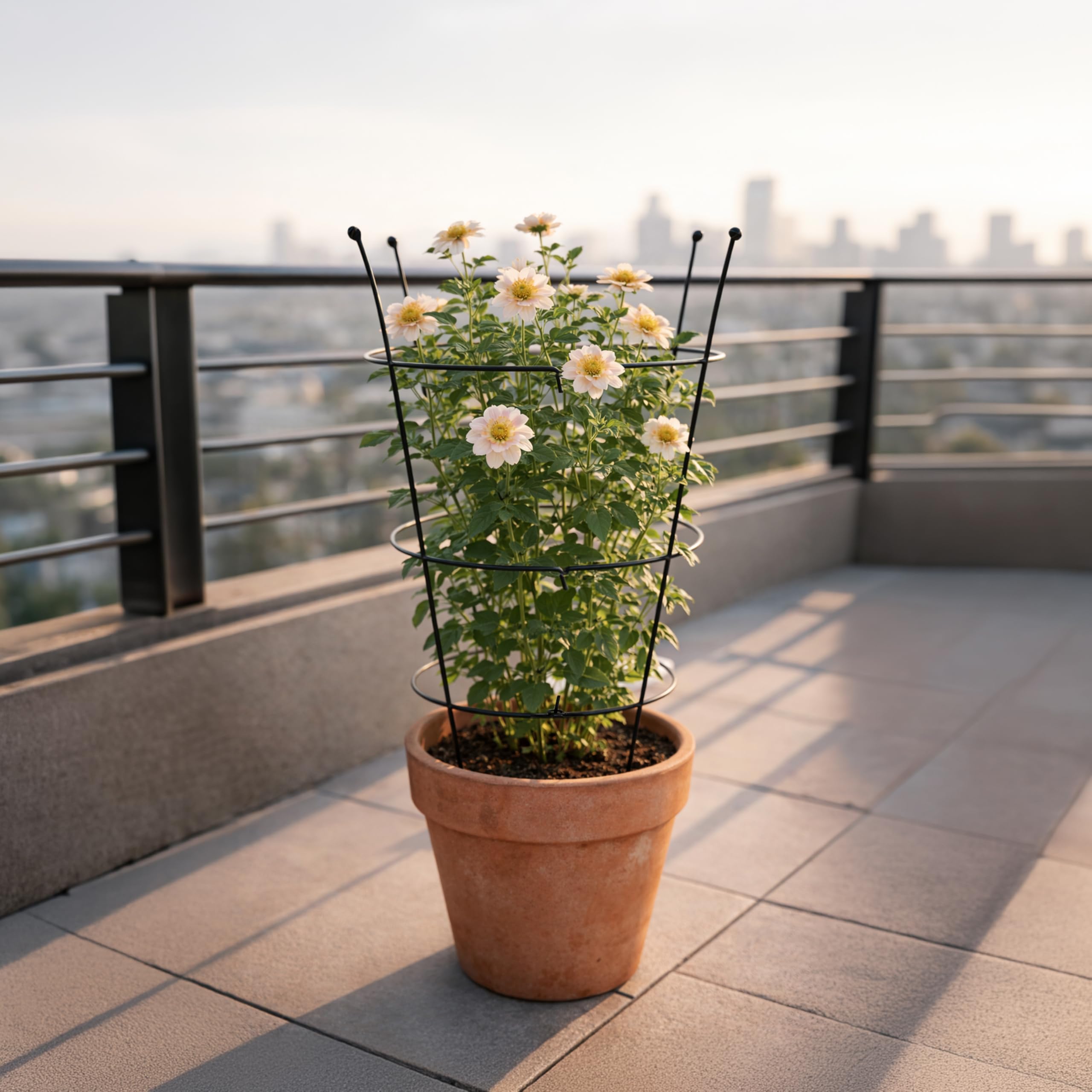 2 Pack Peony Support Frame, Heavy Duty Rust-Resistant Steel Peony Plant Support Ring Outdoor Garden Flower Border Cage for Perennial Plants, 66cm Tall — view 7