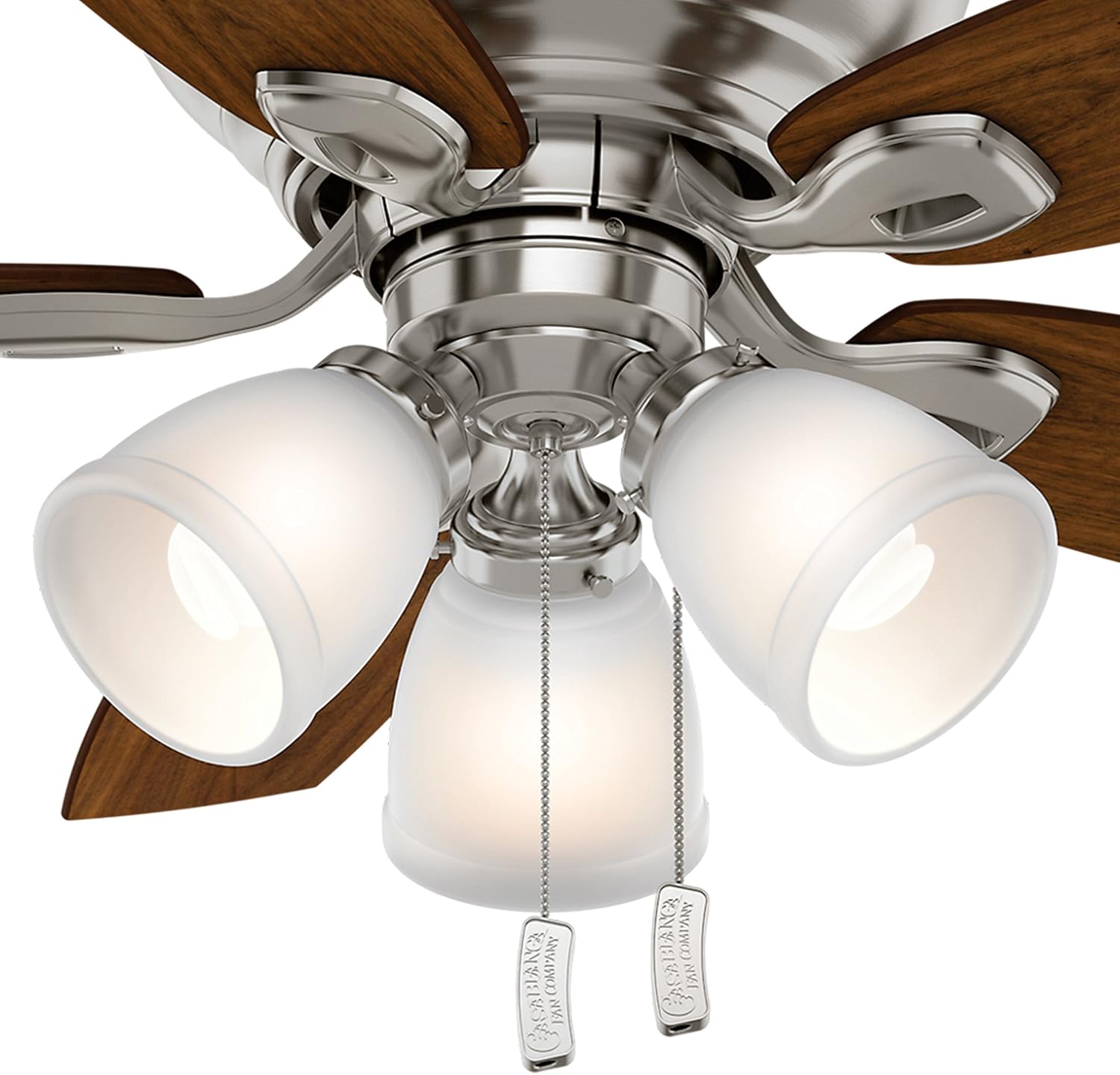 Casablanca Fan 44 Inch Brushed Nickel Ceiling Fan - Cased White Glass Light Kit (Renewed)