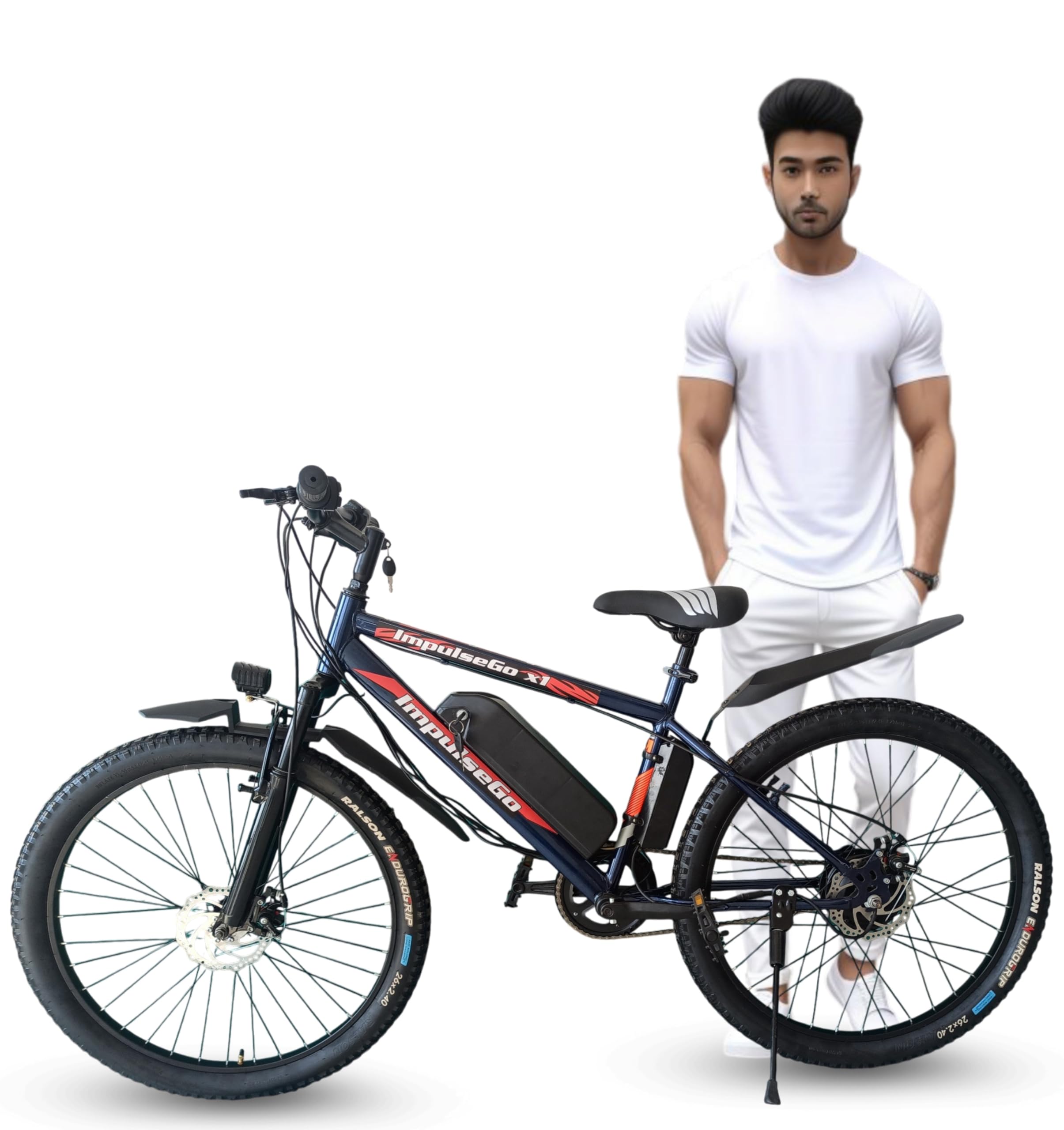 ImpulseGo X1 Electric Cycle with 7.8Ah Removable Battery, Double Disc Brake, Front Suspension, 36V 250W BLDC Motor, 90% Assembled