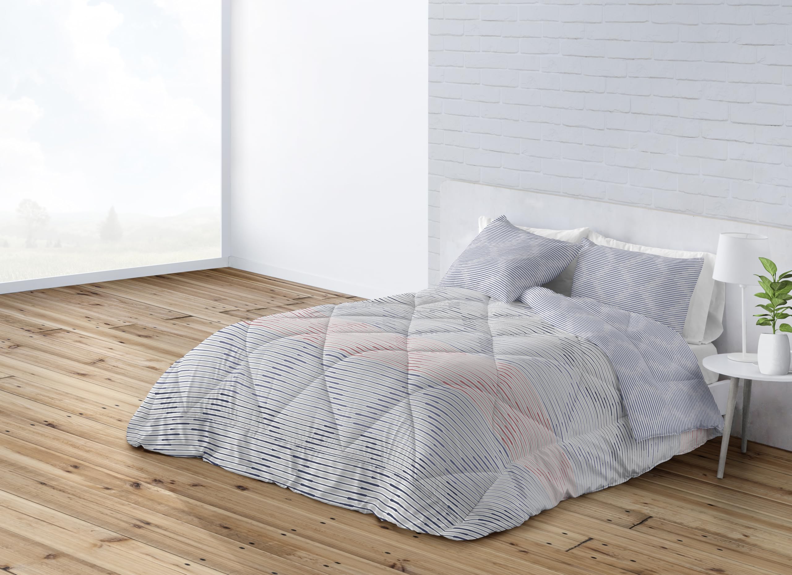 BOHEME Edredón Cama 135 Nórdico Estampado Reversible Aine Azul - 235x260 cm.