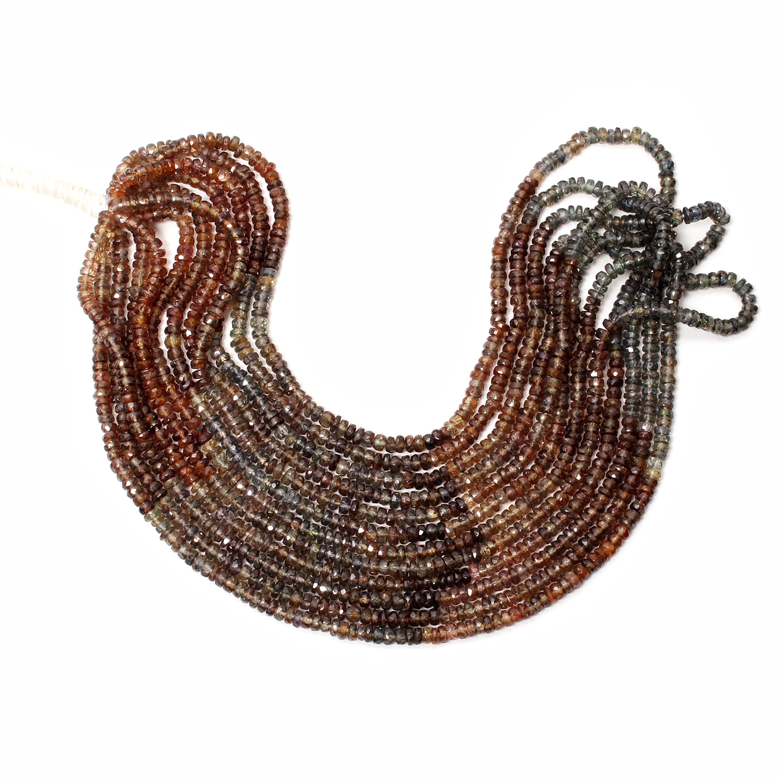 Rondelle - Perline di zaffiro per la creazione di collane, 3,25-3,5 mm, perline di zaffiro naturale sfaccettato, filo da 40,6 cm, pietra preziosa zaffiro