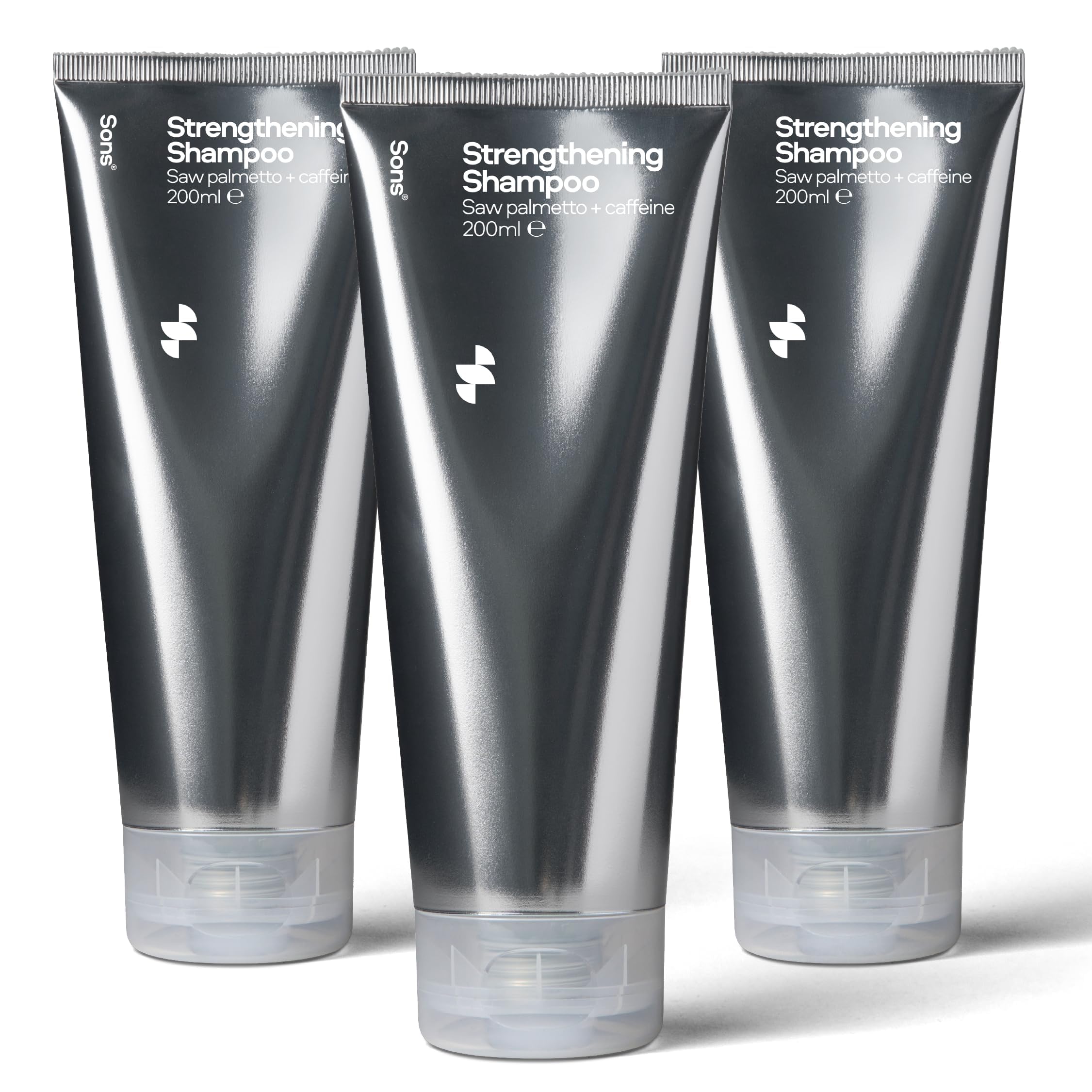 Sons Hair Growth Shampoo for Men. DHT Blocker. Thickening Formula Promotes Strong & Thick Regrowth. Contains Saw Palmetto, Argan Oil, Caffeine, & Rosemary. 3 Month Supply. Made in Europe.