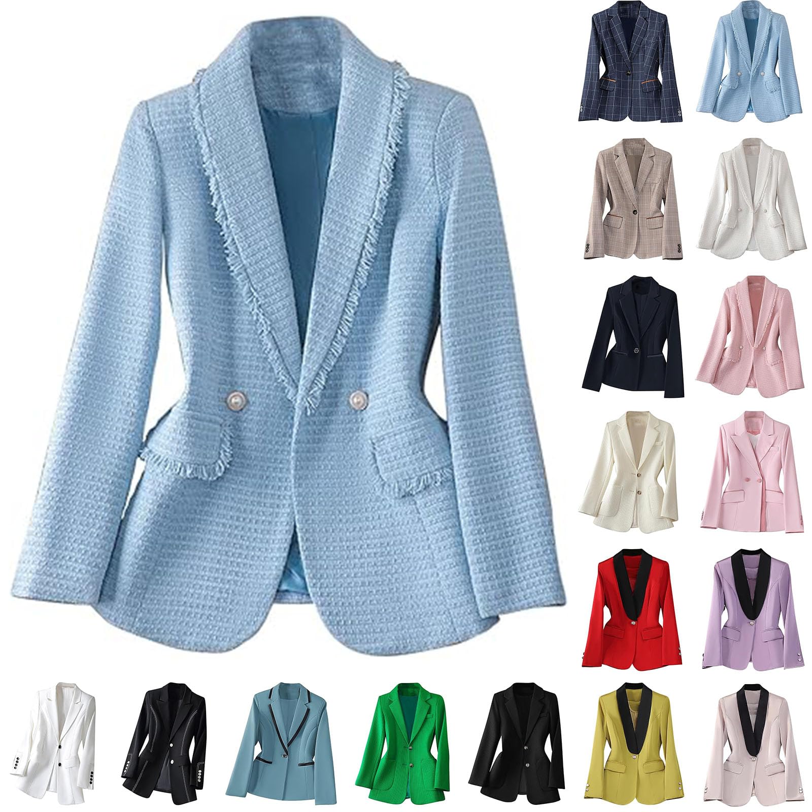 Blazers for Women Business Casual Long Sleeve Laple Suit Jackets Summer Slim Fitted Womens Blazer with Pockets