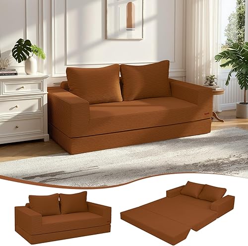 COMAX Sofá cama convertible Sofá cama plegable, sofá futón naranja