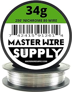 Nichrome 80-250' - 34 Gauge Wire - 250ft - 0.16mm - 0.006in - Made in USA - Master Wire Supply