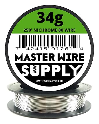 Nichrome 80-250 - 34 Gauge Wire - 250ft - 0.16mm - 0.006in - Made in USA - Master Wire Supply