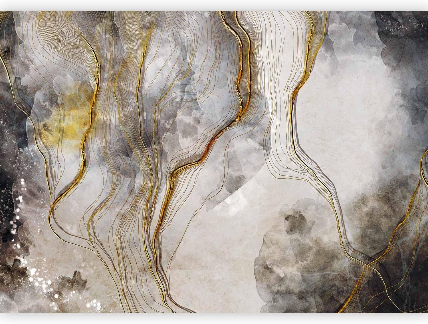 artgeist Wall Mural Abstract 79x55 in - Non-Woven Wallpaper Fleece Wall Decor Photo Print Picture Image Design Stone Look Marble 3D Effect Grey a-C-10019-a-a