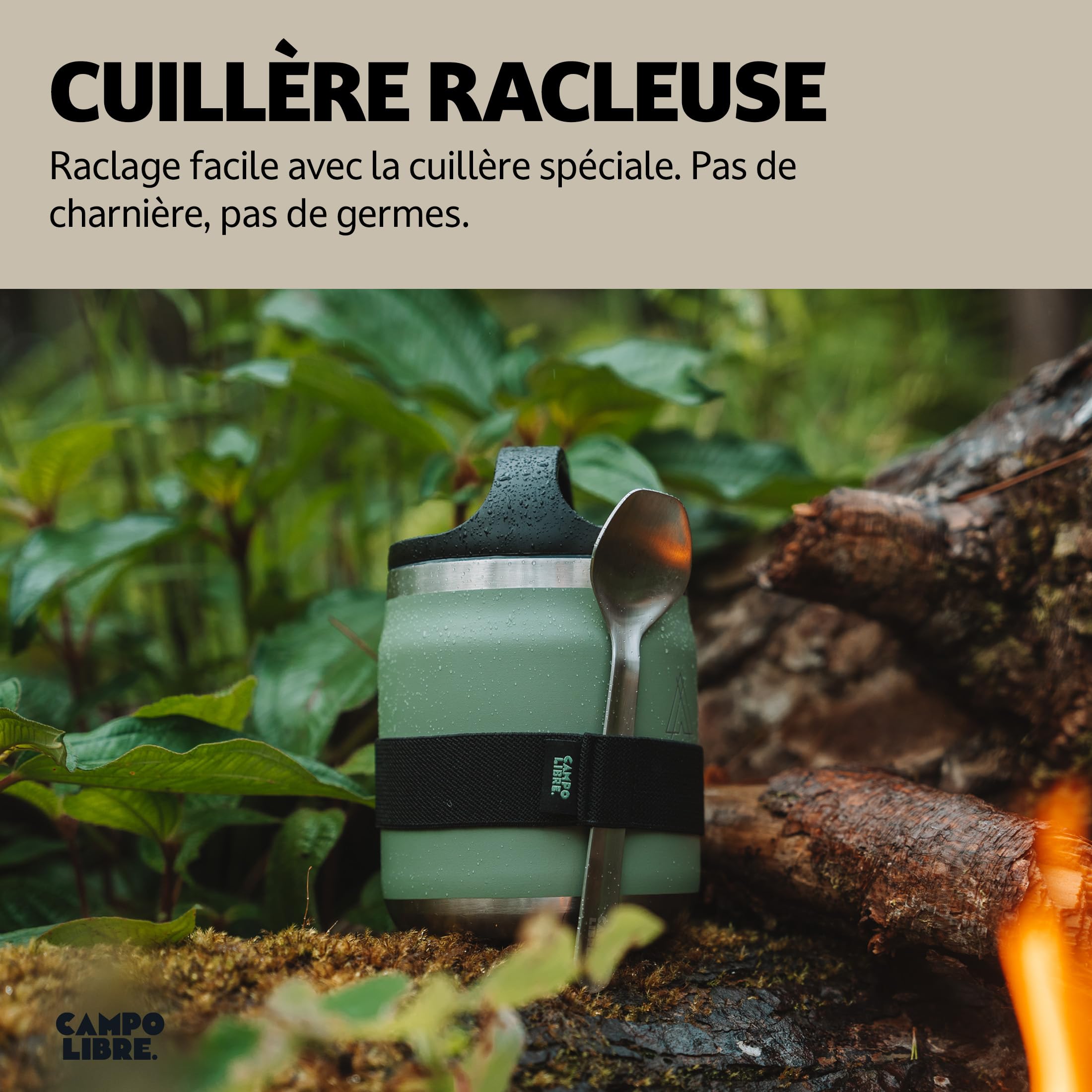 Campo Libre.® LOTTA – Thermos Alimentaire Chaud & Froid – Boite Repas Isotherme avec Cuillère – Gamelle Isotherme Adulte ou Bébé, Travail, Bureau, École, Camping – Facile à transporter. Vert, 800ml