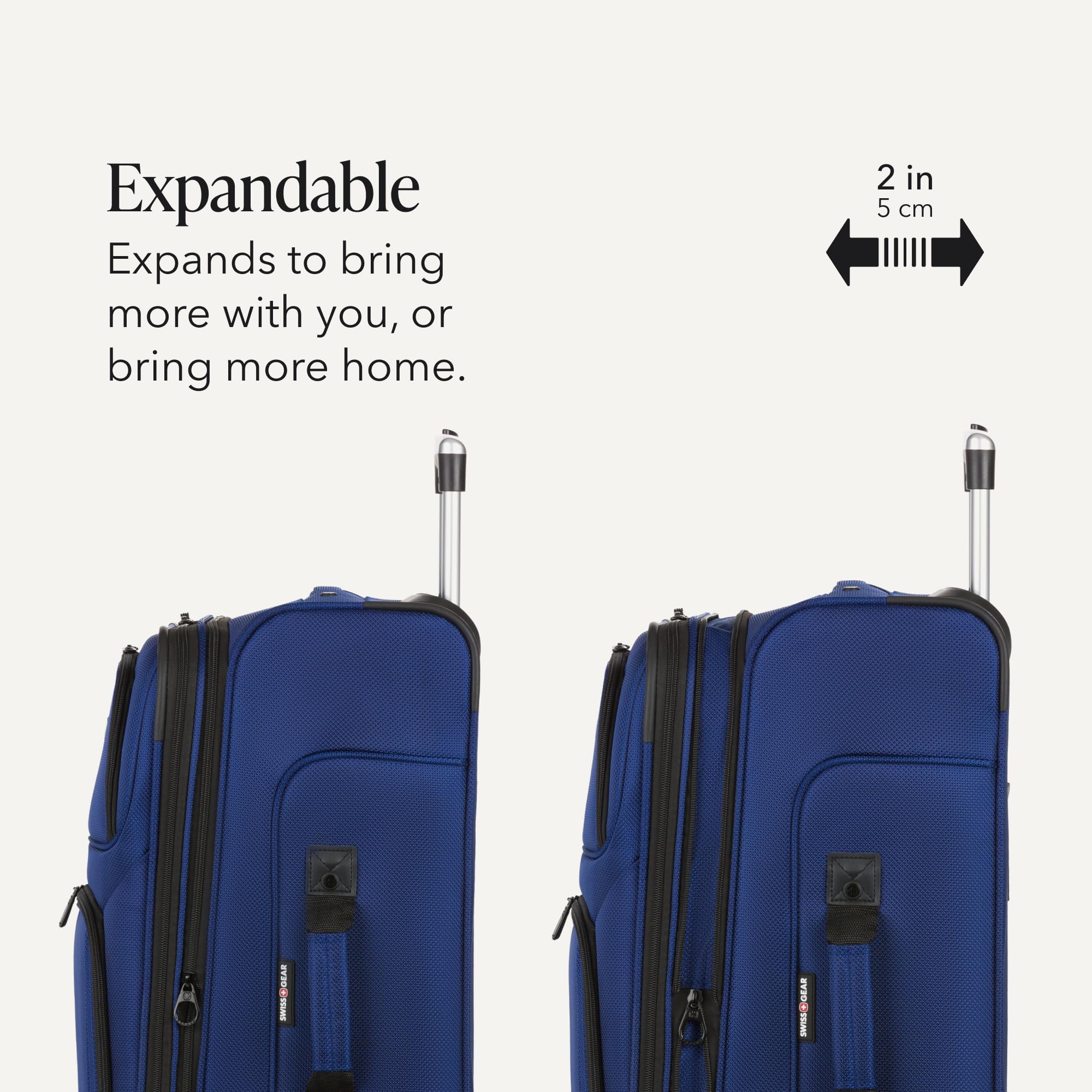 SWISSGEAR Sion Softside Expandable Spinner Luggage Durable Lightweight Travel Suitcase, Blue, Checked-Medium view 4