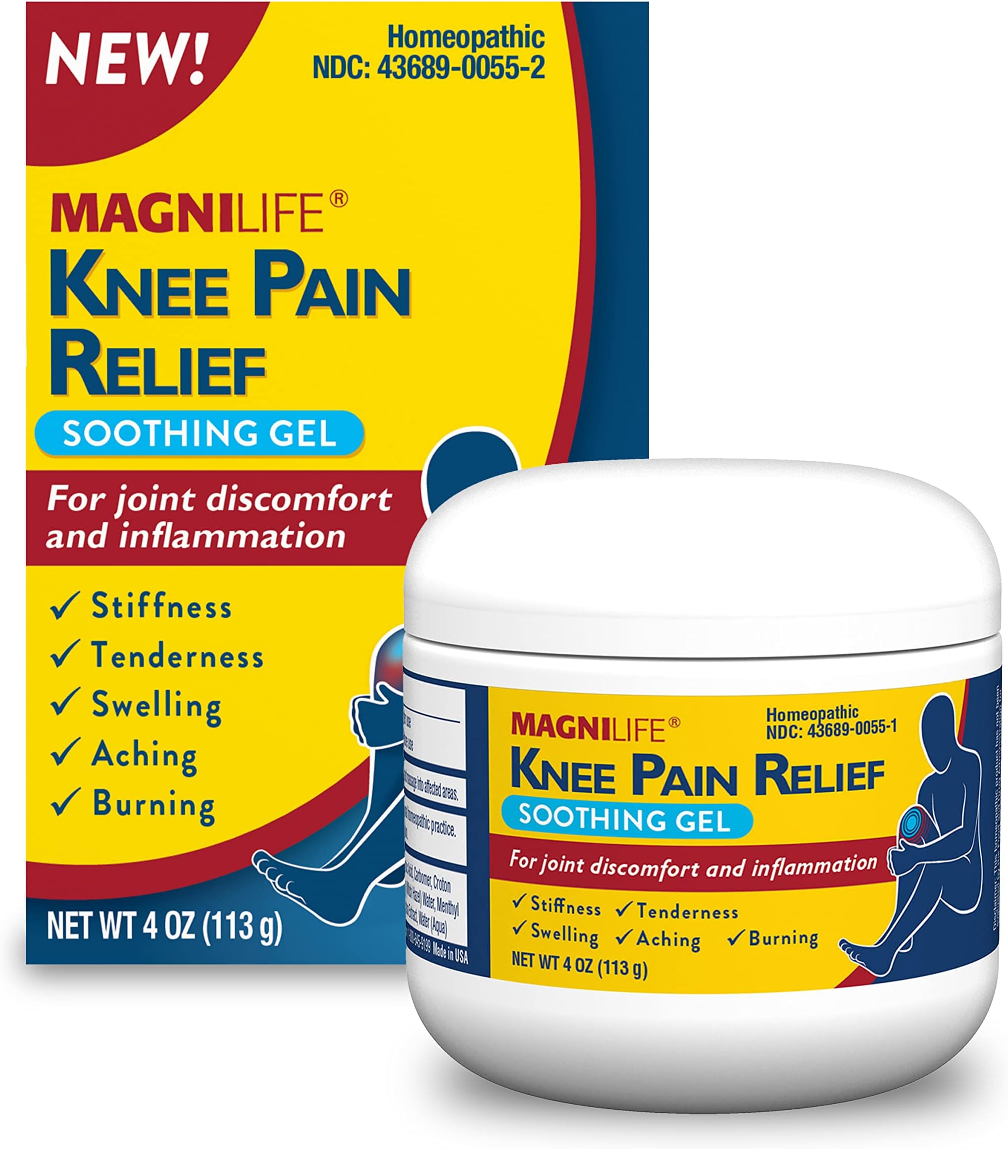MagniLife Knee Pain Relief Gel (4 oz), Arnica-Based Gel for Joint Pain, Knee Stiffness & Swelling, Non-Greasy, No Staining, Massage-in Formula for Daily Knee Support & Comfort