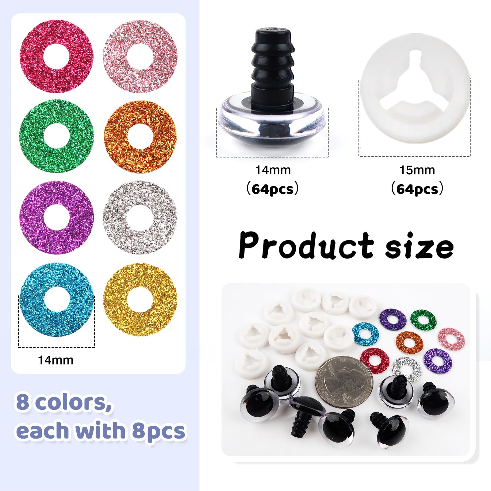Accessoires Amigurumi Kawaii 54 Yeux De Sécurité Pour Amigurumi - 8/12/14/16 Mm, Résine Avec Rondelles, Pour Peluches Et Crochet Accessoires Amigurumi Kawaii 54 Yeux De Sécurité Pour Amigurumi - 8/12/14/16 Mm, Résine Avec Rondelles, Pour Peluches Et Crochet