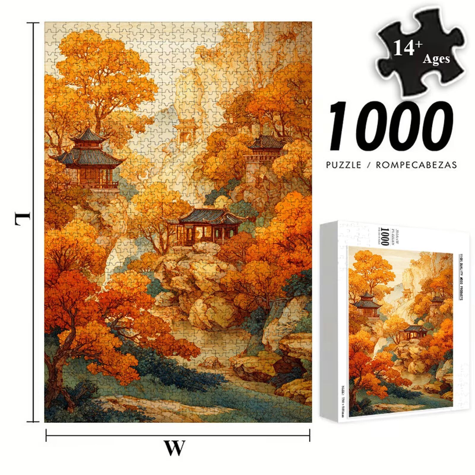 Puzzle 1500 Piezas Adultos Otoño & Paisaje, Rompecabezas con Letras Traseras y Póster, Pasatiempo Antiestrés, Decoración de Pared, Regalo Decorar Mujer Hombre 87 x 57 cm (14 Años +) P3#741