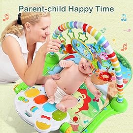 CUTE STONE Baby Gym Play Mat, Play Piano Gym with Tummy Time Activity Mat, Musical Activity Center for Infants Toddlers