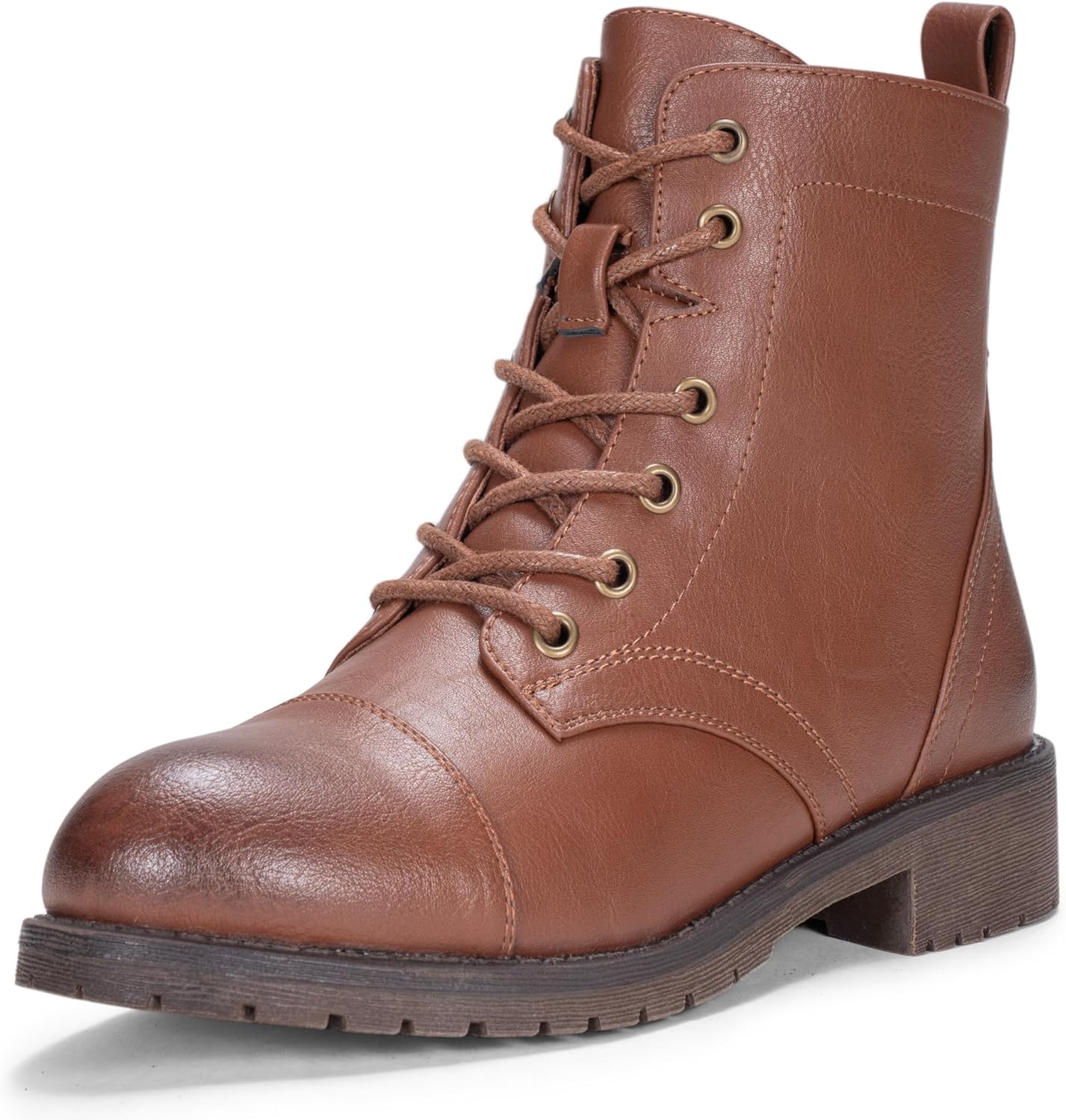 Vepose Women's 910 Ankle Boots Lace up, Flat Fashion Combat Booties Low Heel