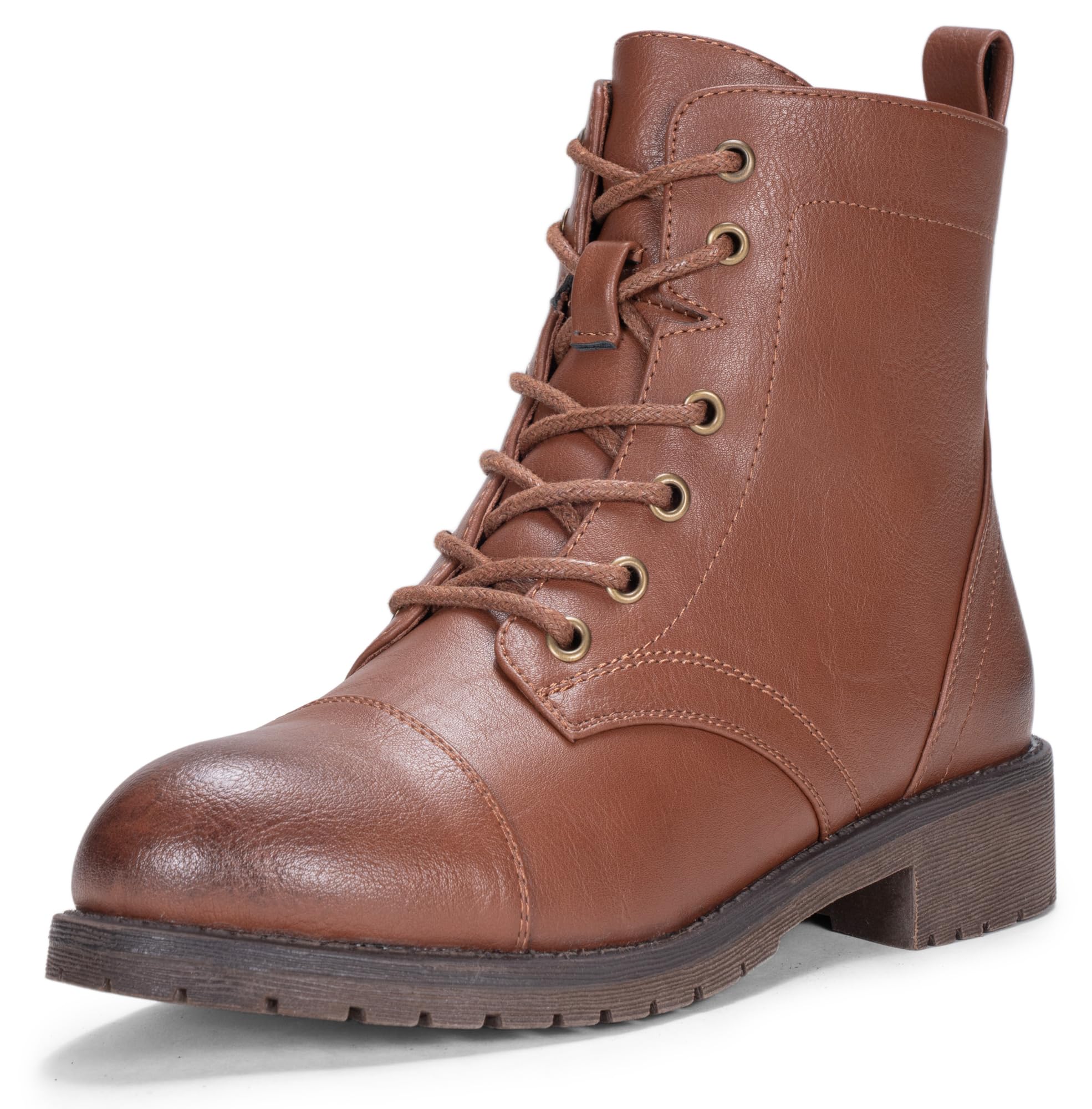 Vepose Womens 910 Ankle Boots Lace up Flat Fashion Combat Booties Low Heel