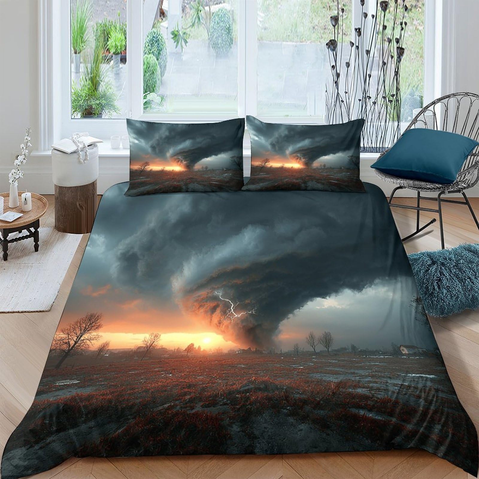 Unrxjzlvm Style-2 Storm Print Duvet Set Microfiber Teen Bedding Gift