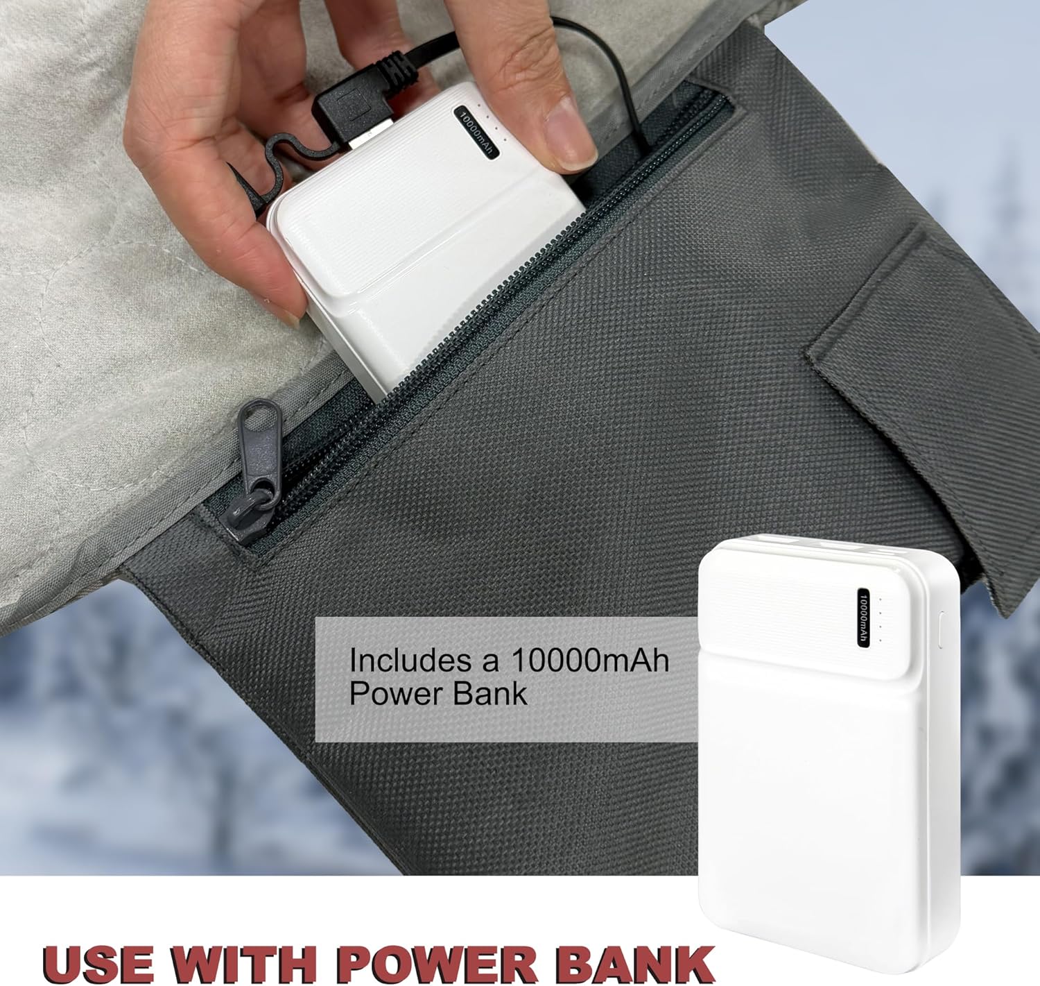 Heated Sleeping Bag Pad, Heated Sleeping Bag Liner, 3 Heating Zones,Heated Sleeping Bag Insert for Camping、Sofa、Chair