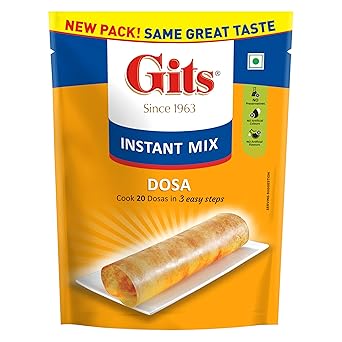Gits Instant Rice Dosa Breakfast Mix, Makes 20 per Pack, Pure Veg, South Indian Breakfast Mix, 500g