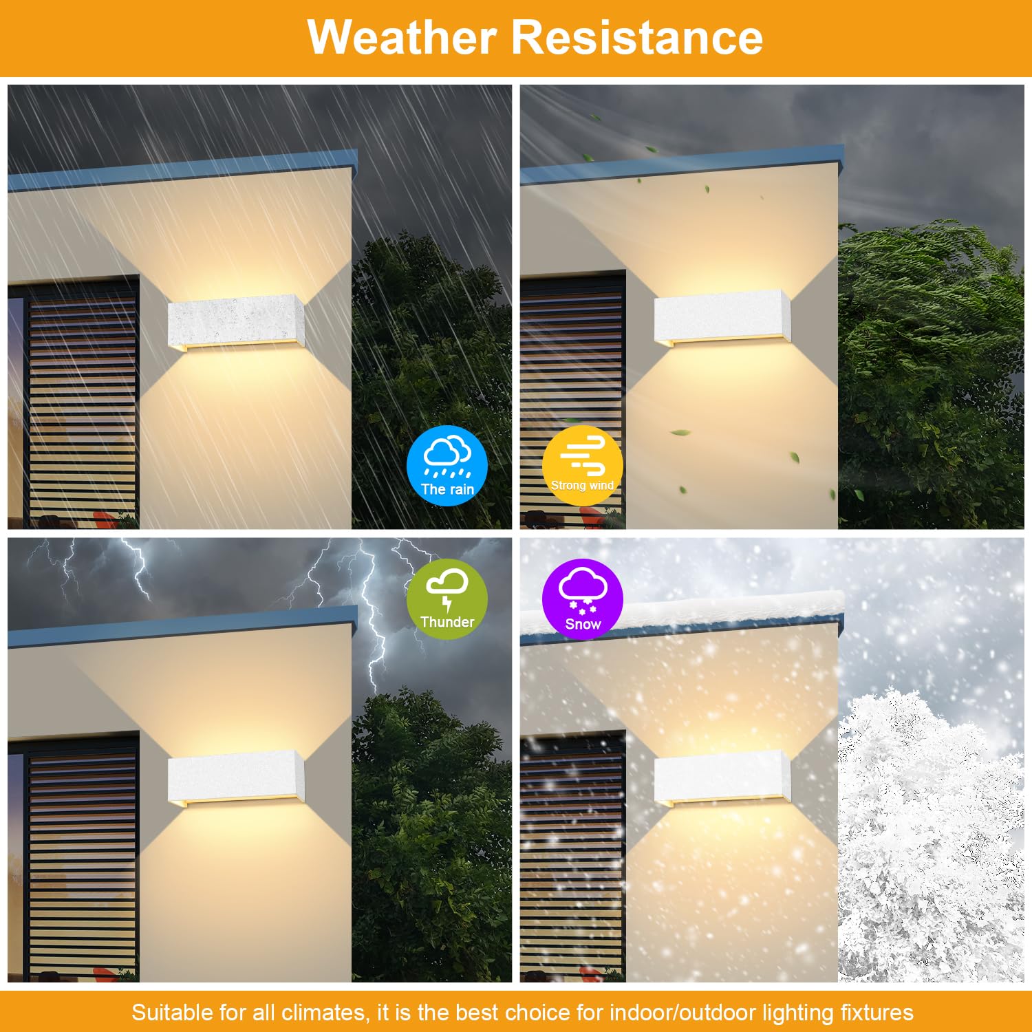 Kingwen 30W LED Lámpara de Pared Exterior Interior 0-120°El ángulo es ajustable Pared Exterior Blanco cálido 3000K Aplique Impermeable ip65 Lámpara 3000LM