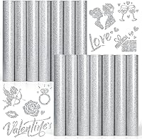 Vista 1 de Vinilo de transferencia de calor con purpurina plateada HTV, paquete de 14 vinilos termoadhesivos de 12 x 10 pulgadas para Cricut, decoraciones