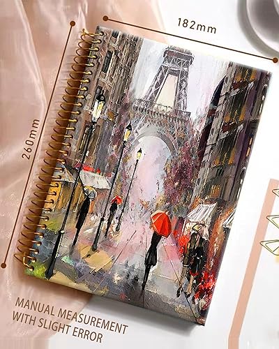 Miniatura 8 de Cuaderno de diario en espiral, encuadernación fuerte de doble alambre con papel de primera calidad para niñas y mujeres, 60 hojas A5 con rayas