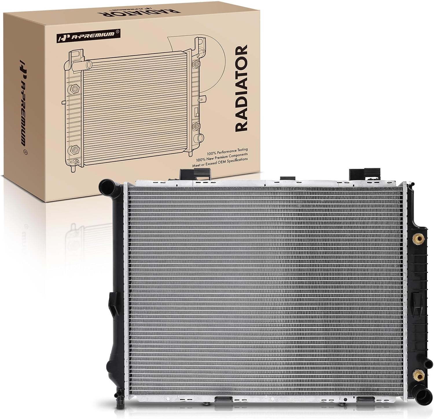 A-Premium Engine Coolant Radiator with Transmission Oil Cooler Compatible with Mercedes-Benz C208 E320 1998-2002 V6 3.2L, Automatic Transmission, Replace# 2105007103