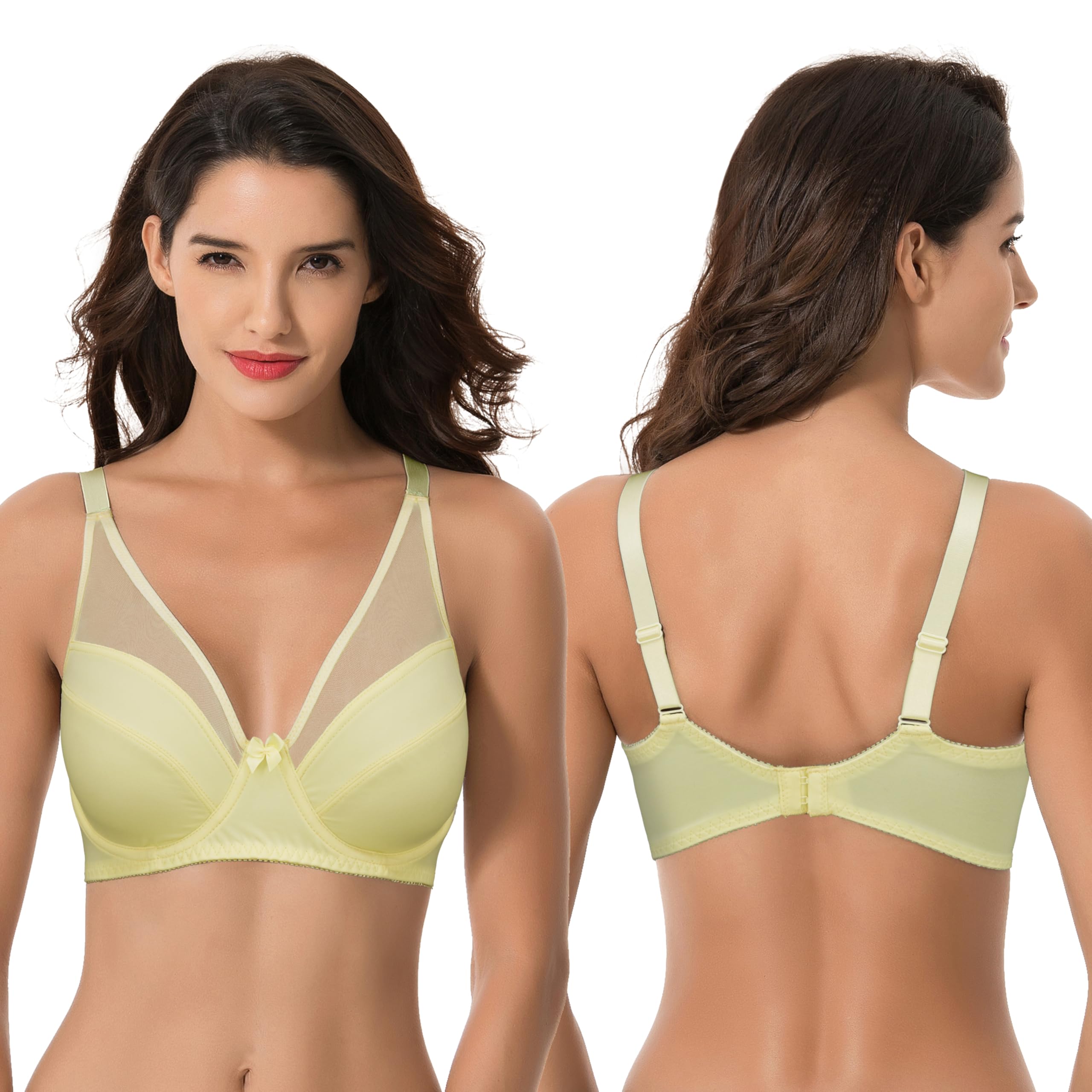 Curve Muse - Sujetador de Figura Completa con Aros y minimizador sin Forro para Mujer Talla Grande-Paquete De 2