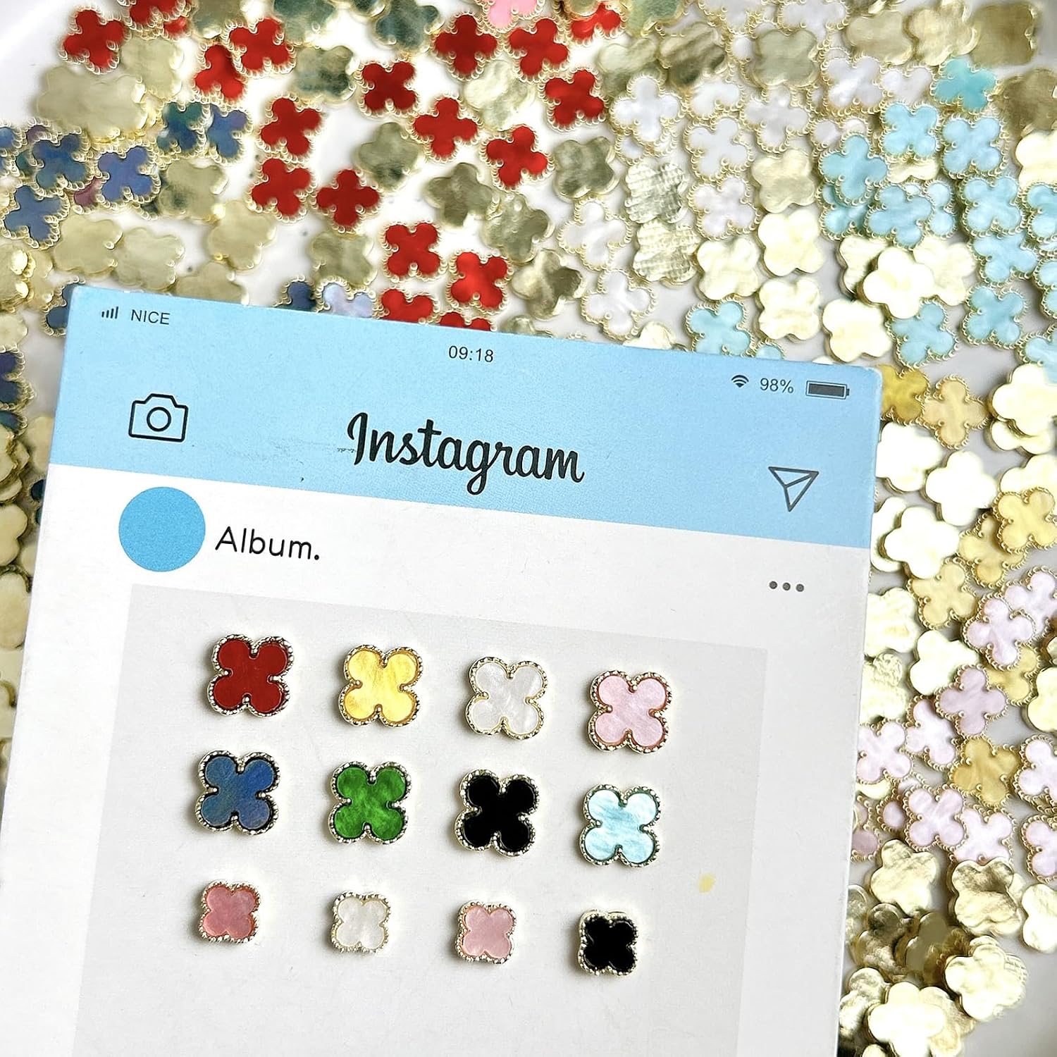 12Pcs Retro Four Leaf Clover Nail Charms 3D Alloy Colorful Four-Leaf Clover Art Supplies for Acrylic Nails Summer Design Cute Nail Gems and Charms Nail Jewelry for Women DIY Nail Decor Accessories