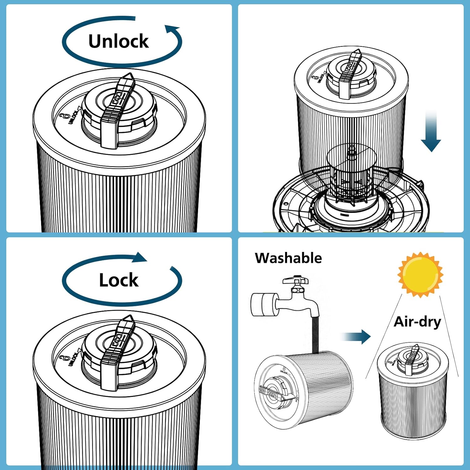 DXVC6910 Cartridge Filter Replacement Compatible with DeWalt DXV06P DXV09P DXV10P DXV10PL DXV10SA DXV12P DXV14P DXV16P Wet/Dry Vac Vacuum Cleaner (NOT fits for DXV06G/ DXV08S) 2 Pack