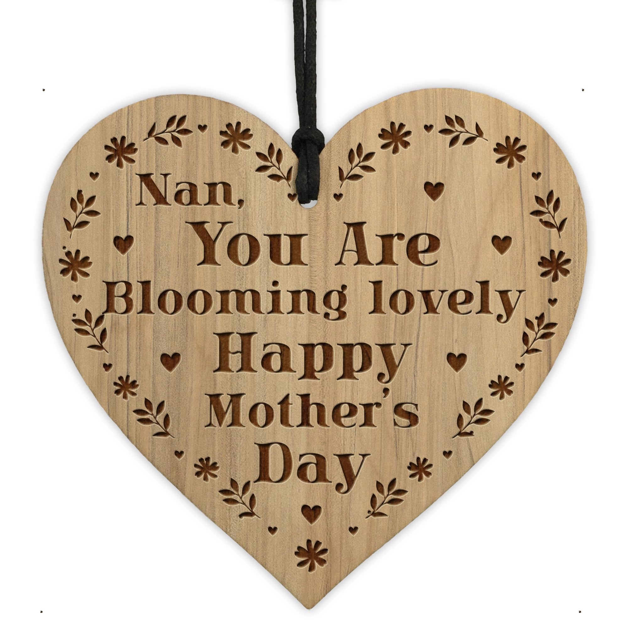 Red Ocean Wood Heart Blooming Lovely Special Nan Gift From Grandchildren