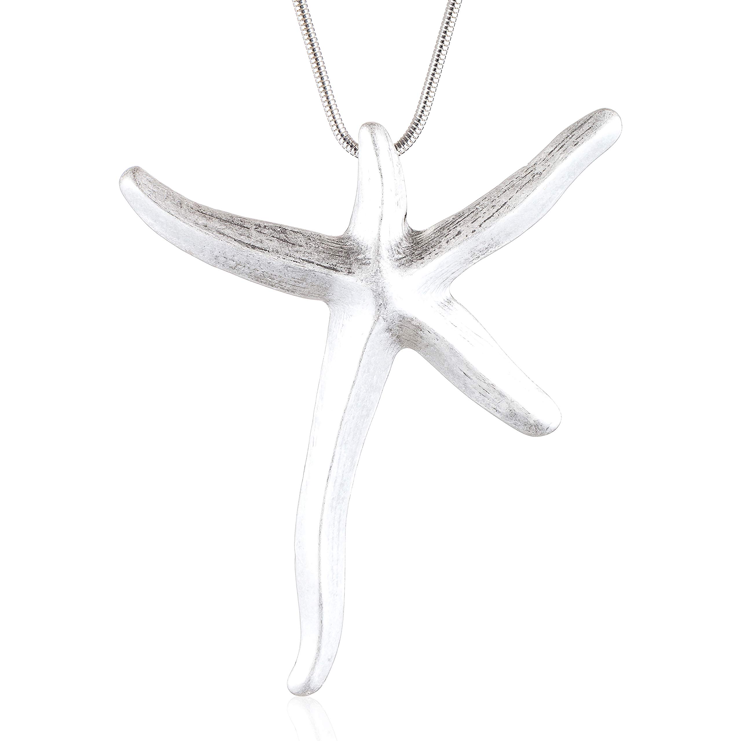 Chunky Big Silver Starfish Pendant Chain Long Necklace for Women Fashion Jewelry Vintage
