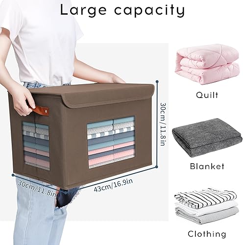 Miniatura 3 de Contenedores de almacenamiento para ropa, 40 L, grandes, plegables, apilables, organizadores de armario, cajas de almacenamiento con tapas, cesta de