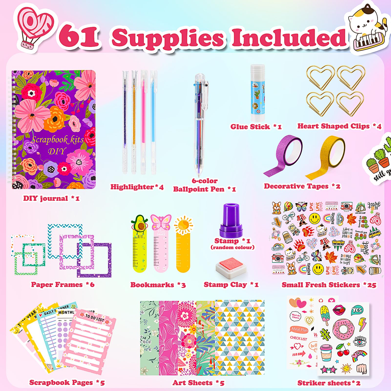 Anginne Regalo Niña 6-12 Años, Scrapbooking Materiales Diario Secreto, Juguetes 5-10 Años, Kit Manualidades Journal