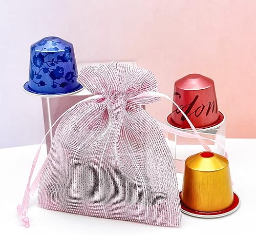 Vista 27 de TheDisplayGuys - 24-Pack Striped Weave Organza Gift Bags w/Drawstrings - Small 3" x 4" - Iridescent - for Party Favors, Samples, Treats