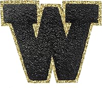 Vista 101 de SPRT - Parches de letras de chenilla universitaria con purpurina, parche de letras blancas para planchar con letras del alfabeto para disfraz