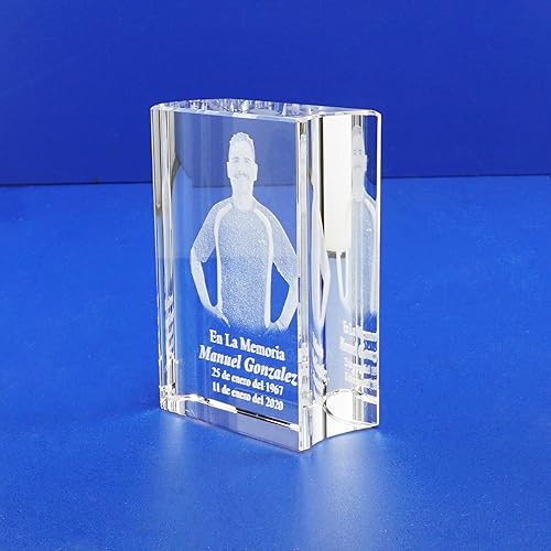 Miniatura 5 de Crystal Bible First Communion Memorial Rest in Peace RIP Memoria in Loving Memory Personalización Grabado láser Imagen (3 piezas)